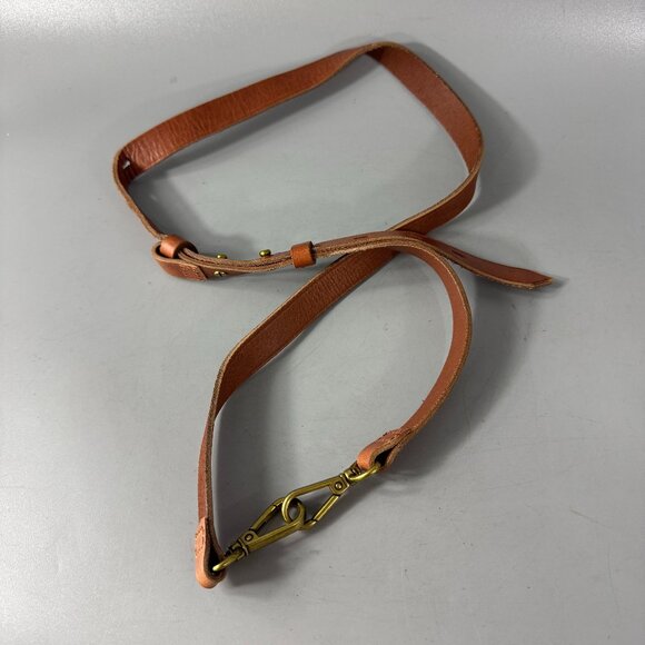 Madewell Brown Leather Brass Hardware Adjustable Strap - Picture 1 of 8
